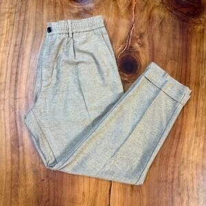 White Sand Mens Pants 52 XL Viscose Pleated Elastic Italy Drawstring Dress X4-24